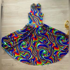 One of a kind twirly rainbow dress! Cute for Festivals / EDM / Raves / Pride!